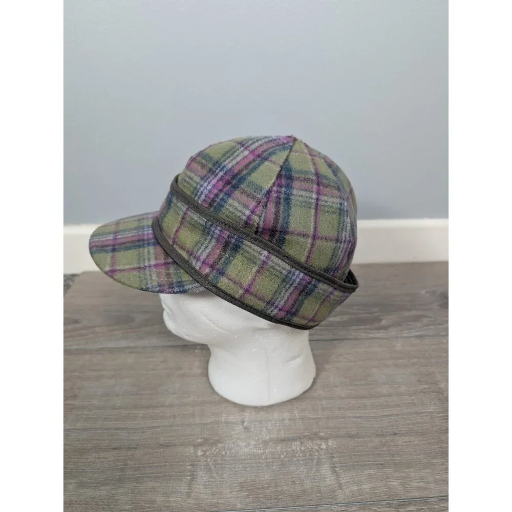 Stormy Kromer Womens The Button Up Size 7 1/4 Aurora Green Purple Plaid Hat